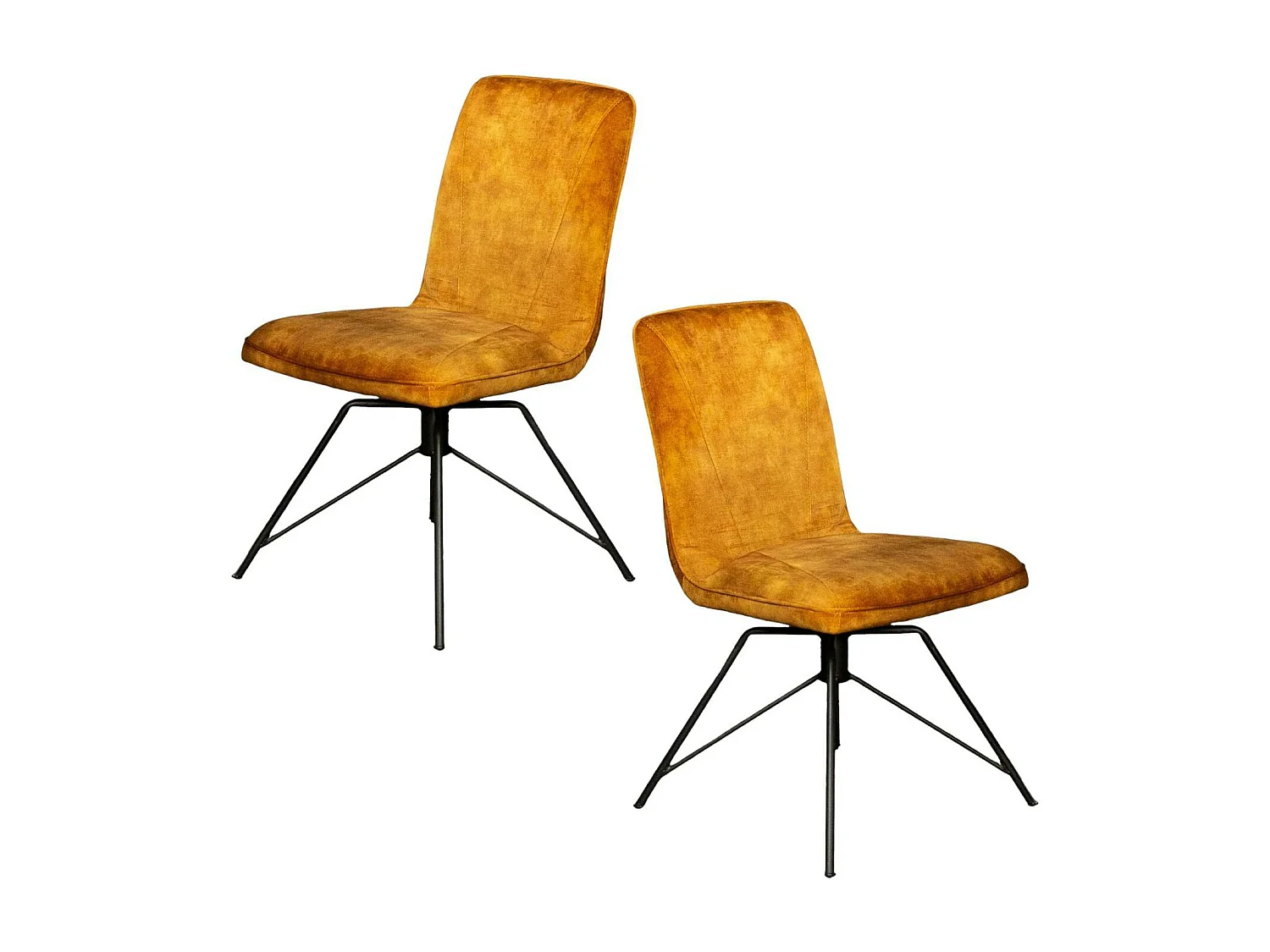 Chaise pivotante velours doré (lot de 2) OKA