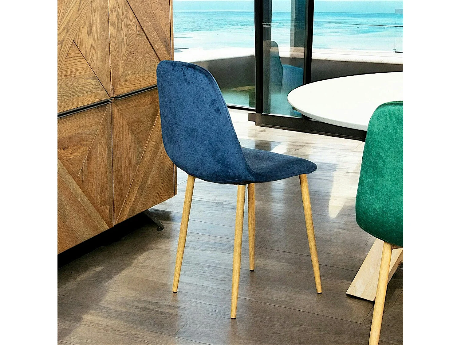 Chaise velours bleu (lot de 2) HAWAI