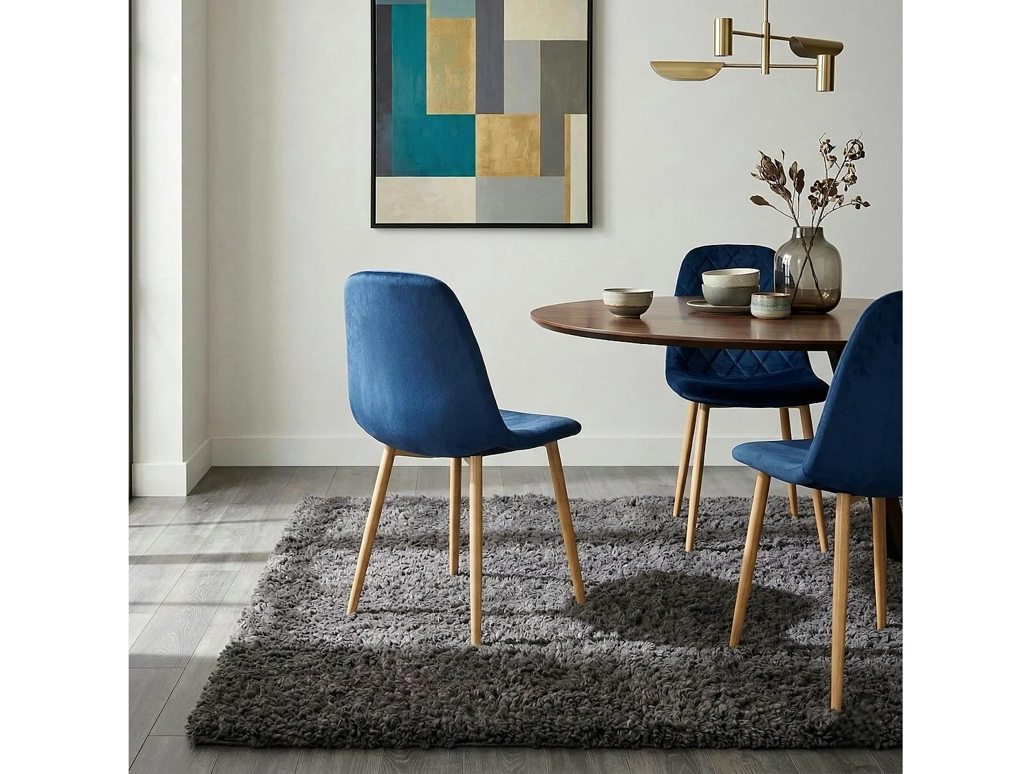 Chaise velours bleu (lot de 2) HAWAI