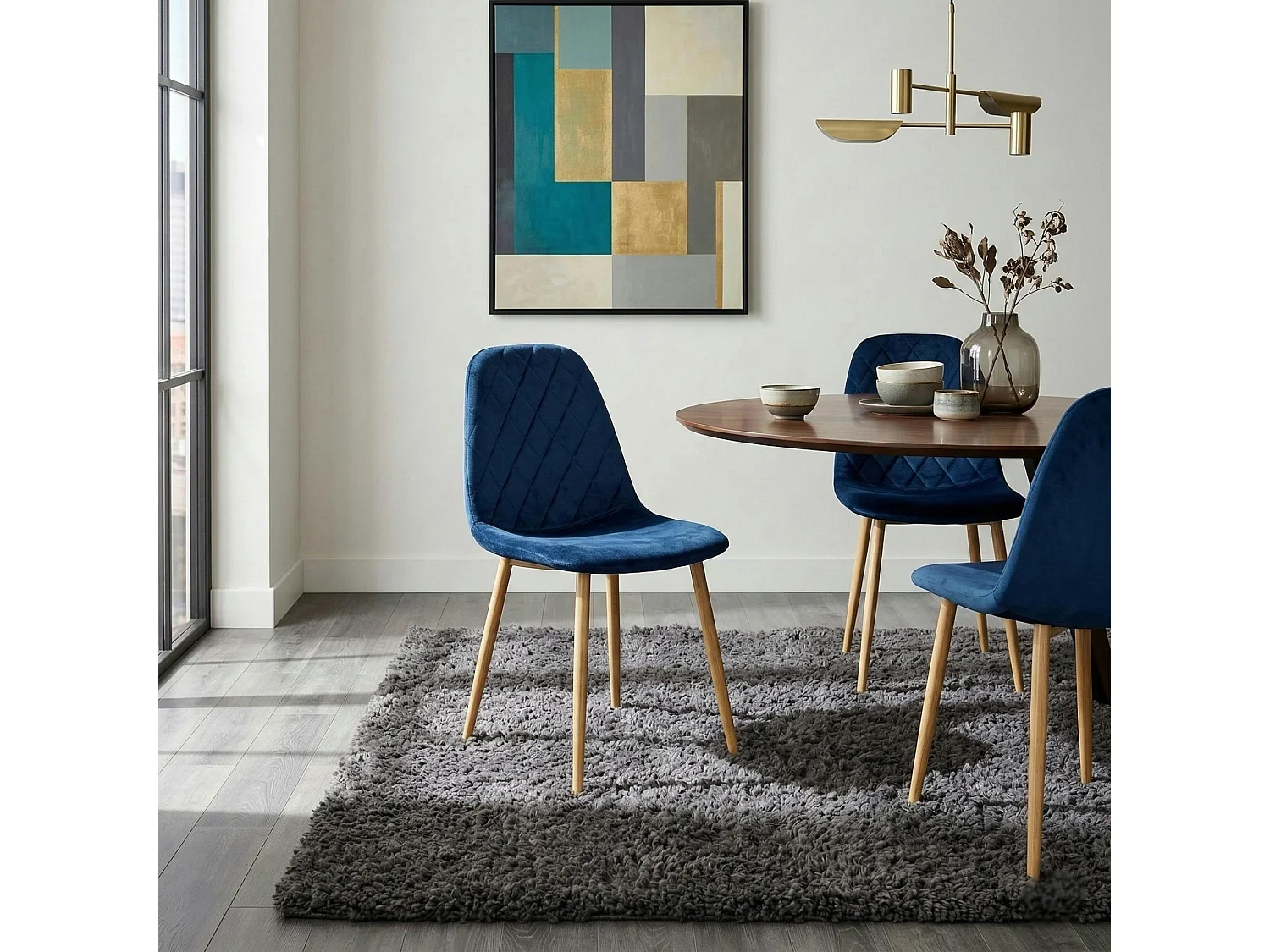 Chaise velours bleu (lot de 2) HAWAI