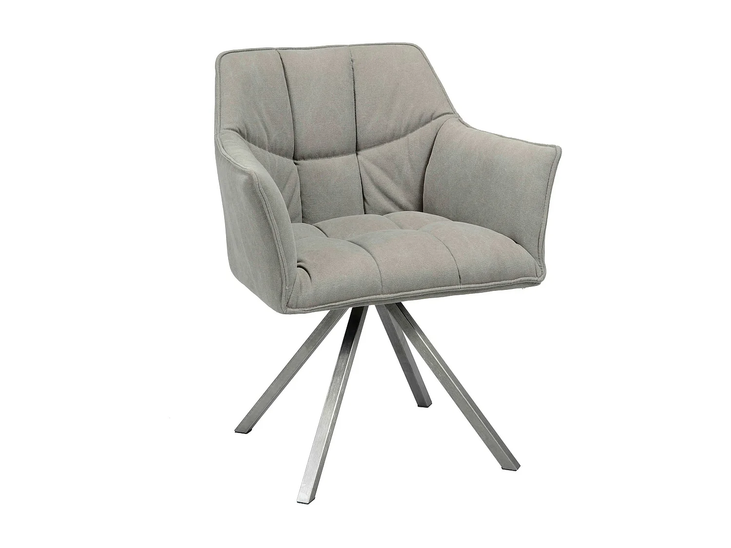 Fauteuil de table tissu jeans gris pied étoile LUCKNOW
