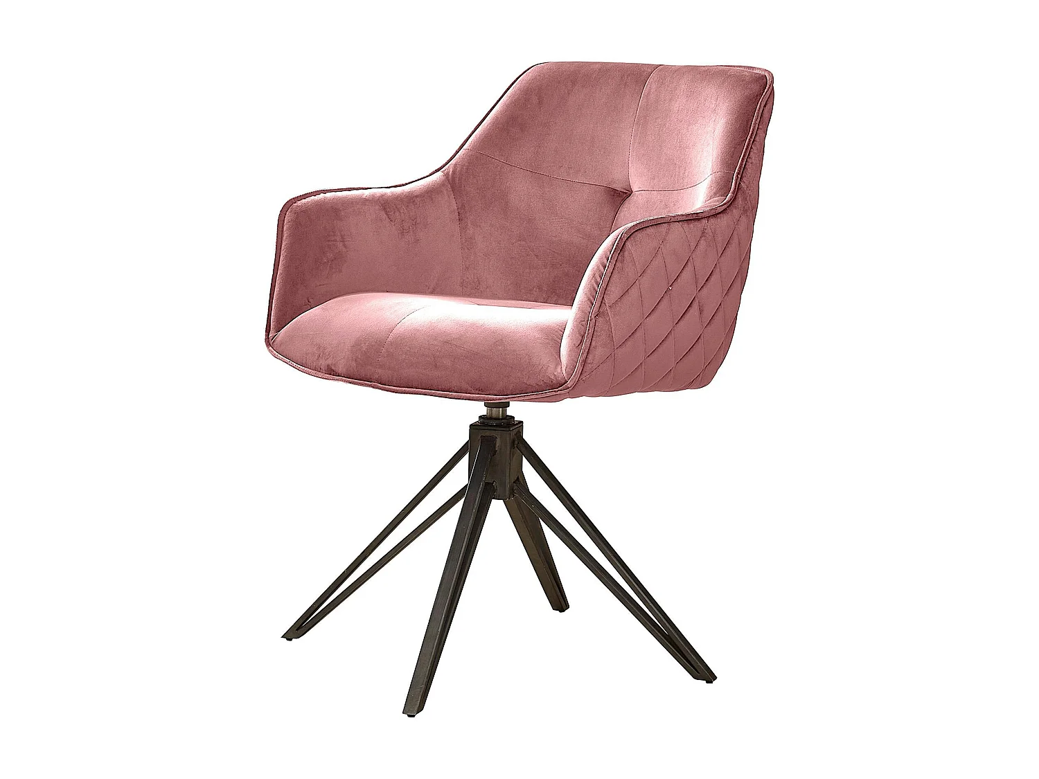 Fauteuil de table en velours rose pivotant MELBOURNE (lot de 2)