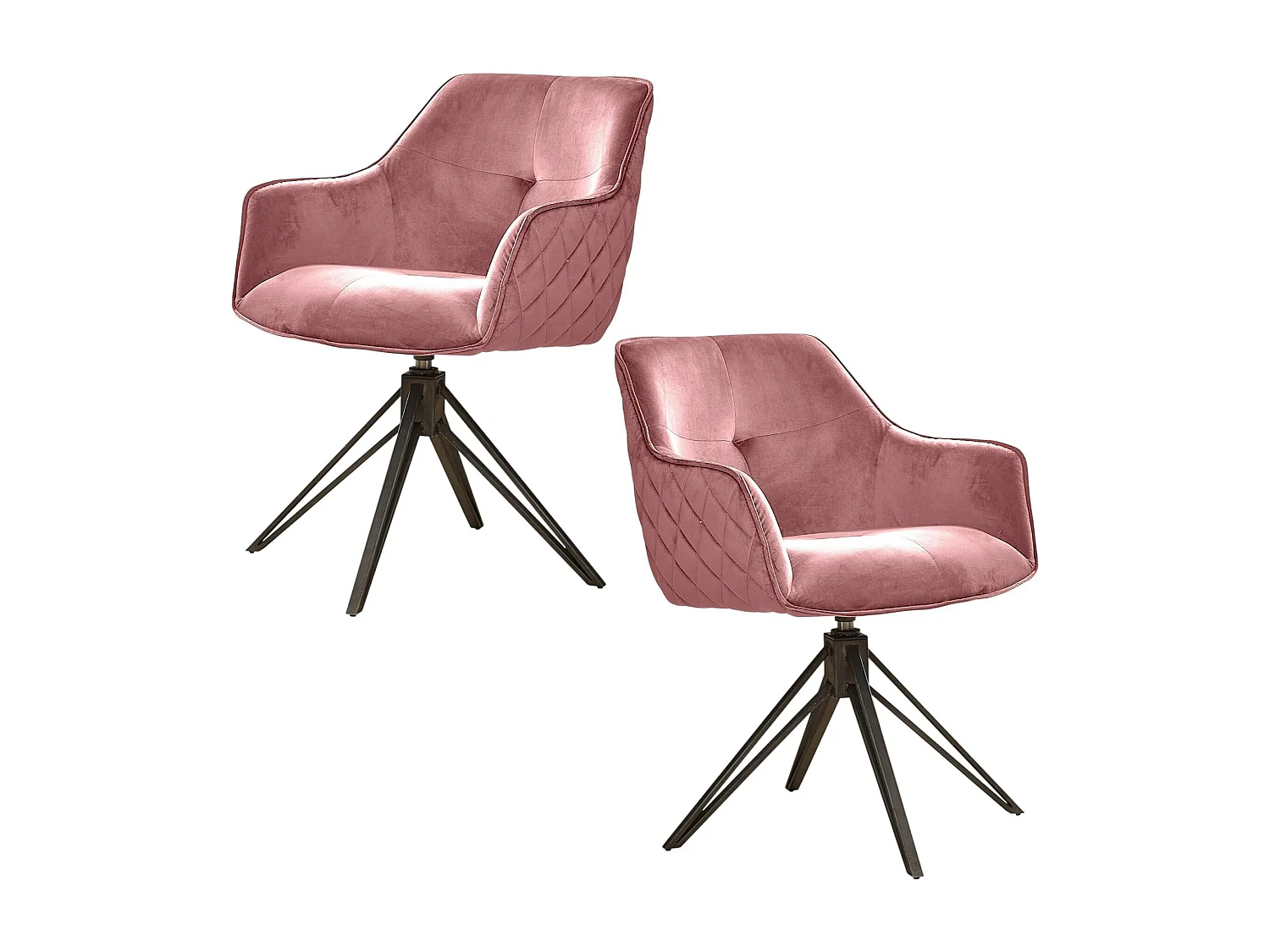 Fauteuil de table en velours rose pivotant MELBOURNE (lot de 2)