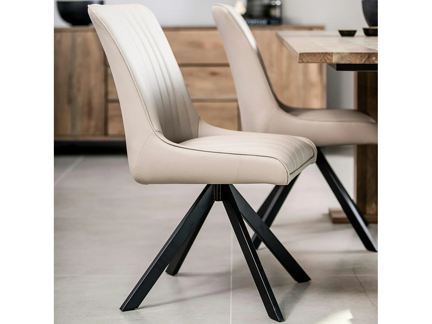 Chaise salle à manger beige (lot de 2) HUDSON