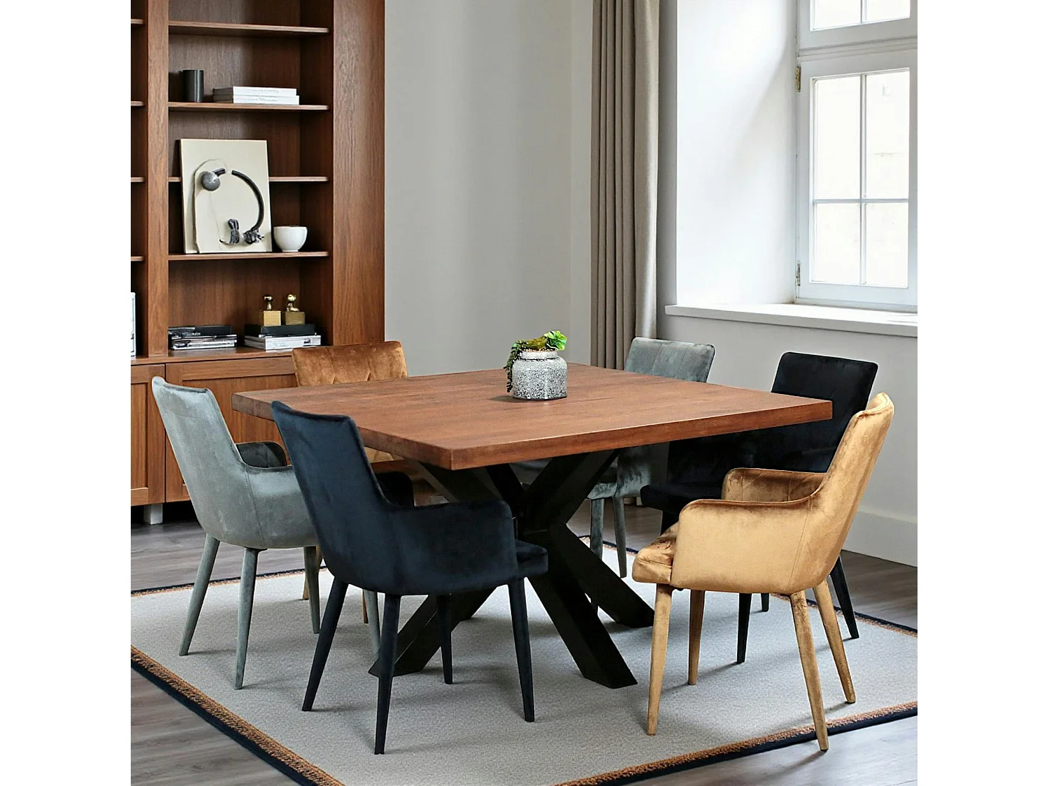 Fauteuil de table moderne en velours doré (lot de 2) HAWAI