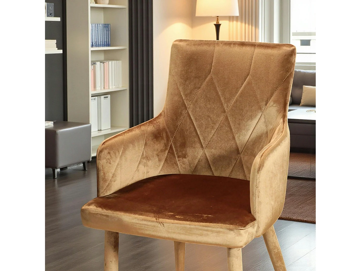 Fauteuil de table moderne en velours doré (lot de 2) HAWAI