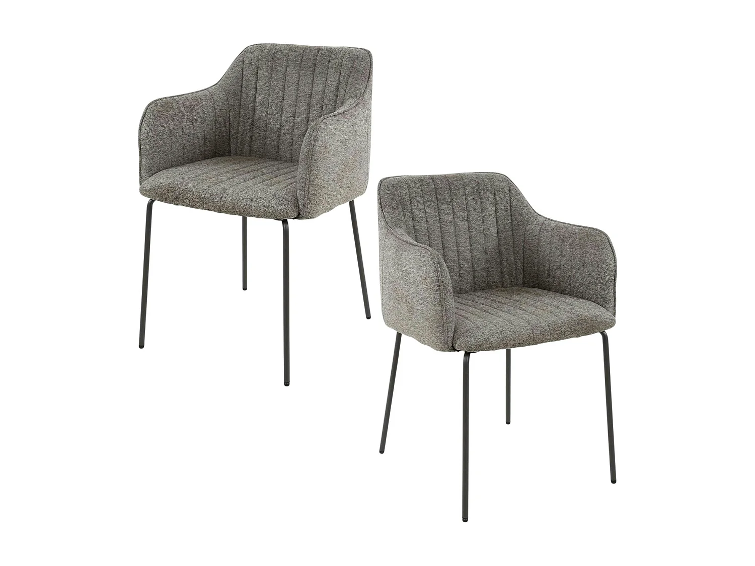 Fauteuil de table taupe en tissu à larges côtes (lot de 2) NOVA