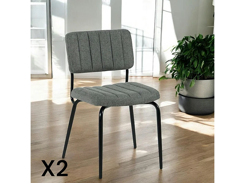 Chaise vintage grise FAIRLIE (lot de 2)