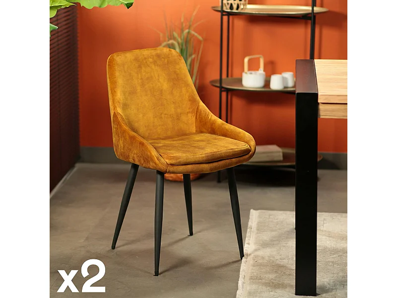 Chaise de salle à manger moutarde avec pieds métal (lot de 2) MALMOE