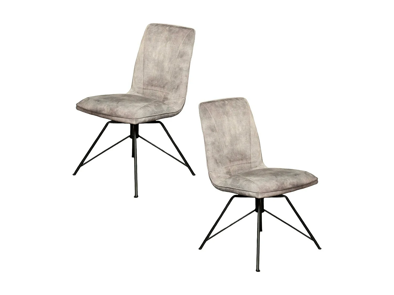Chaise pivotante velours gris (lot de 2) OKA