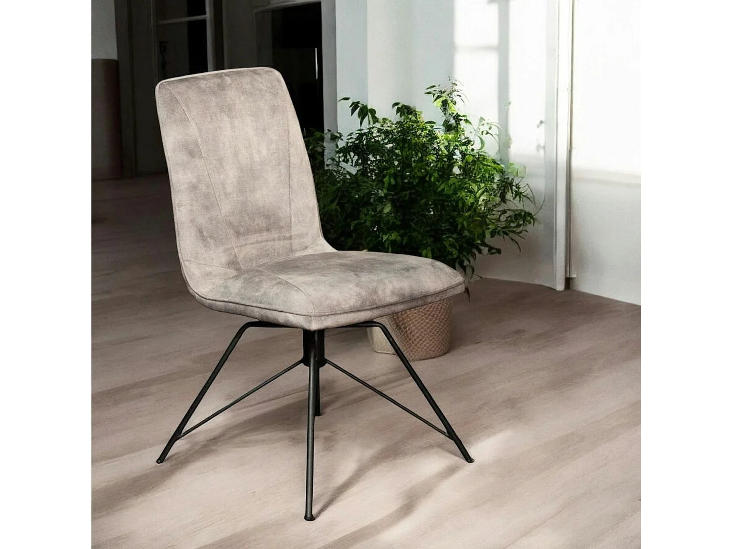 Chaise pivotante velours gris (lot de 2) OKA