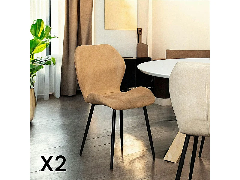 Chaise de salle à manger camel (lot de 2) HAWAI