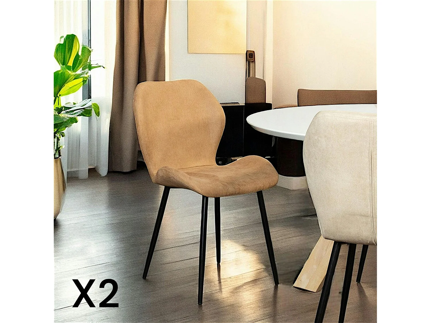 Chaise de salle à manger camel (lot de 2) HAWAI