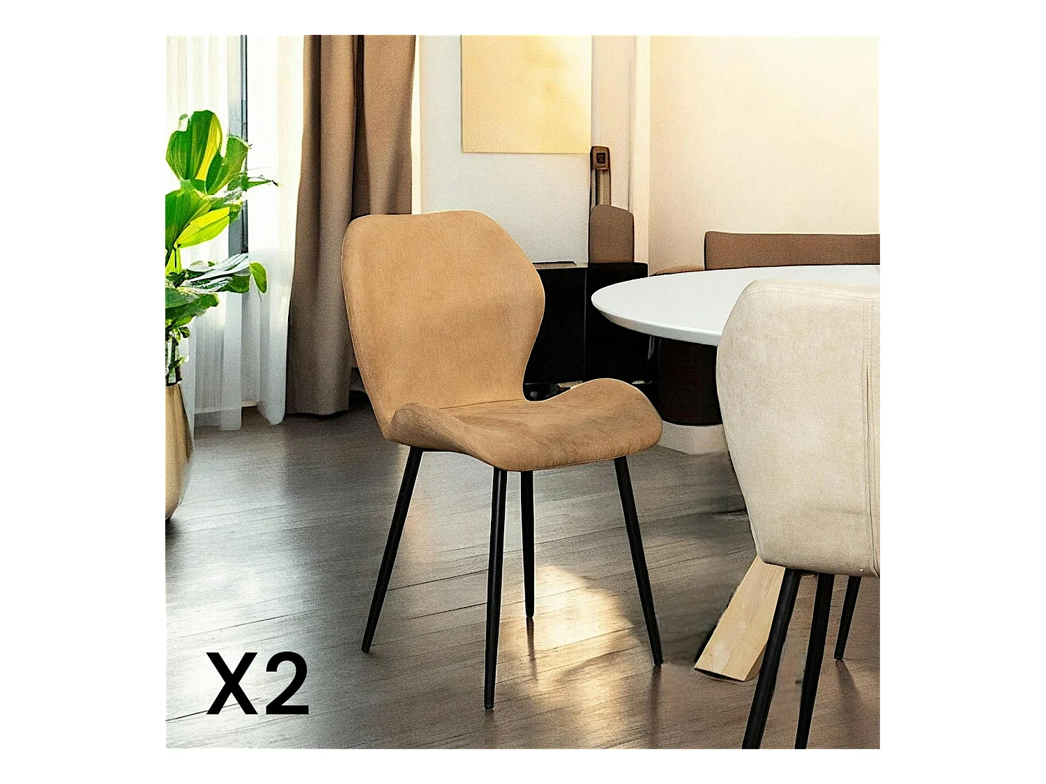 Chaise de salle à manger camel (lot de 2) HAWAI