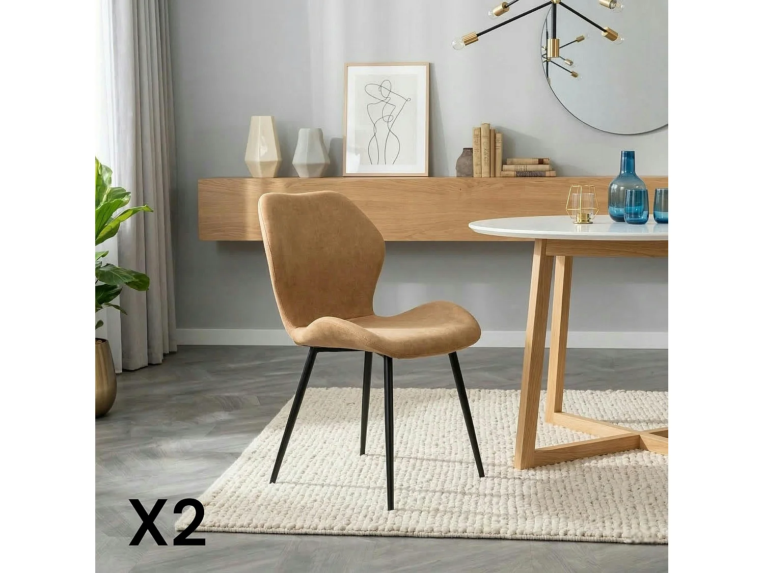 Chaise de salle à manger camel (lot de 2) HAWAI