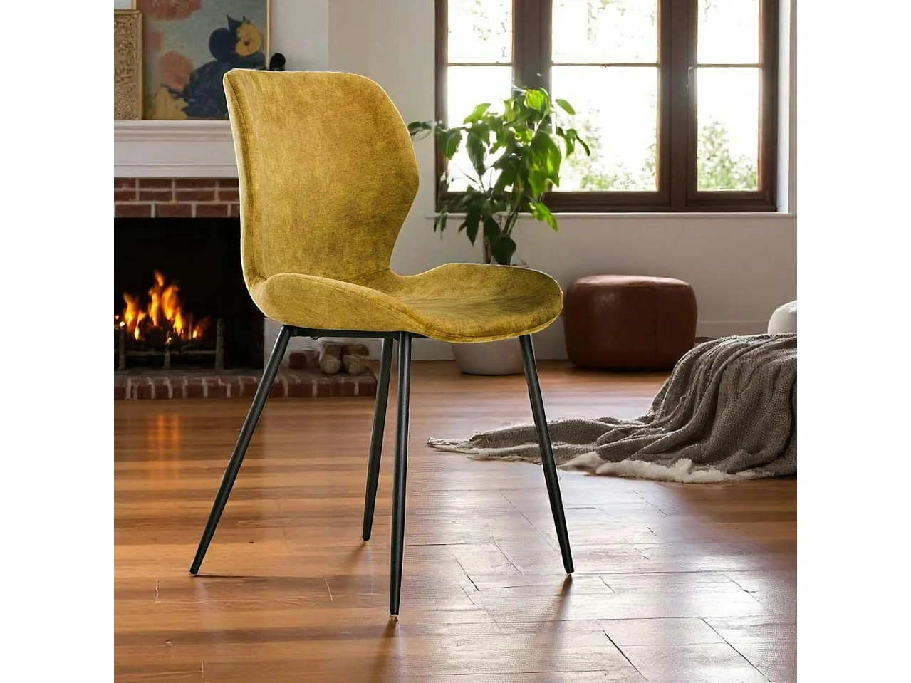 Chaise en velours jaune moutarde MELBOURNE (lot de 2)
