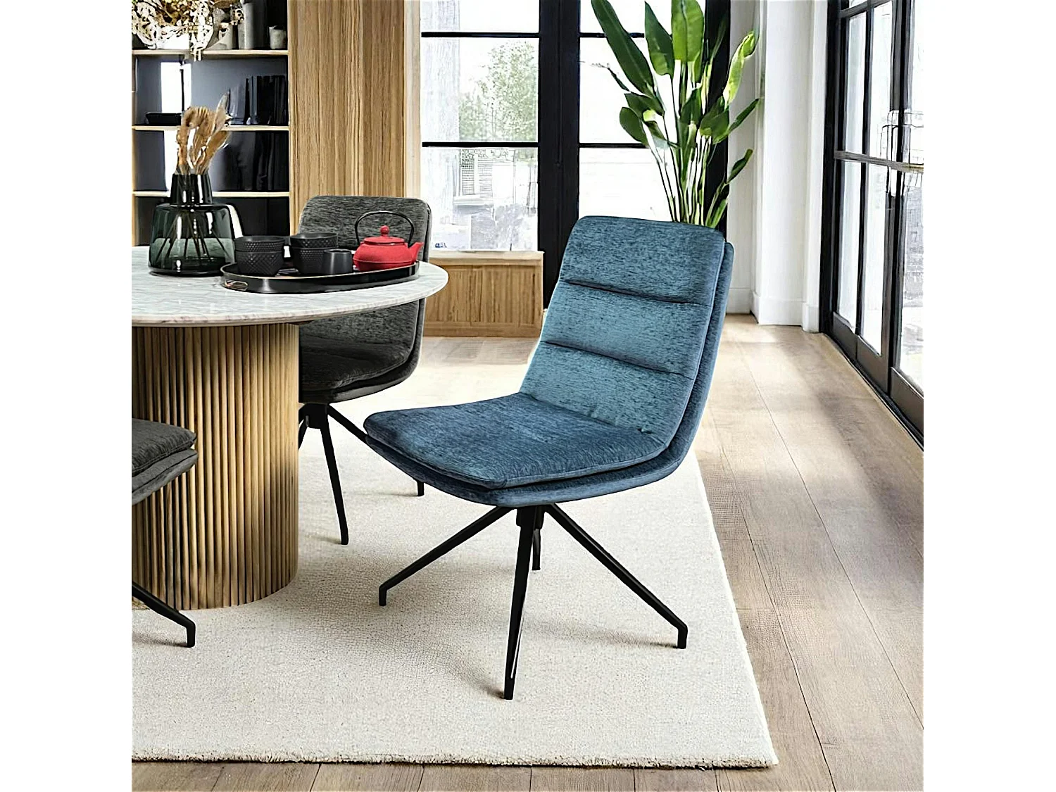 Chaise de salle à manger pivotante en velours bleu (lot de 2) PALERME