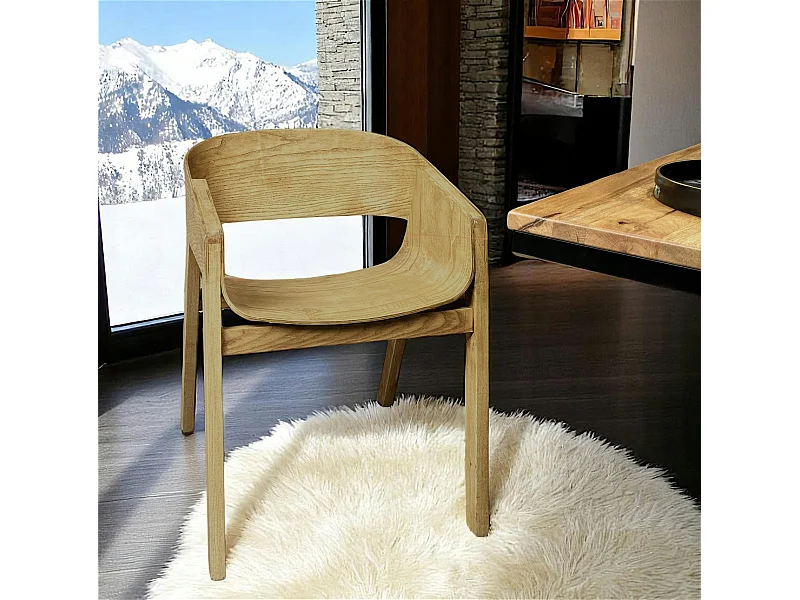 Chaise design en bois dossier large PALERME