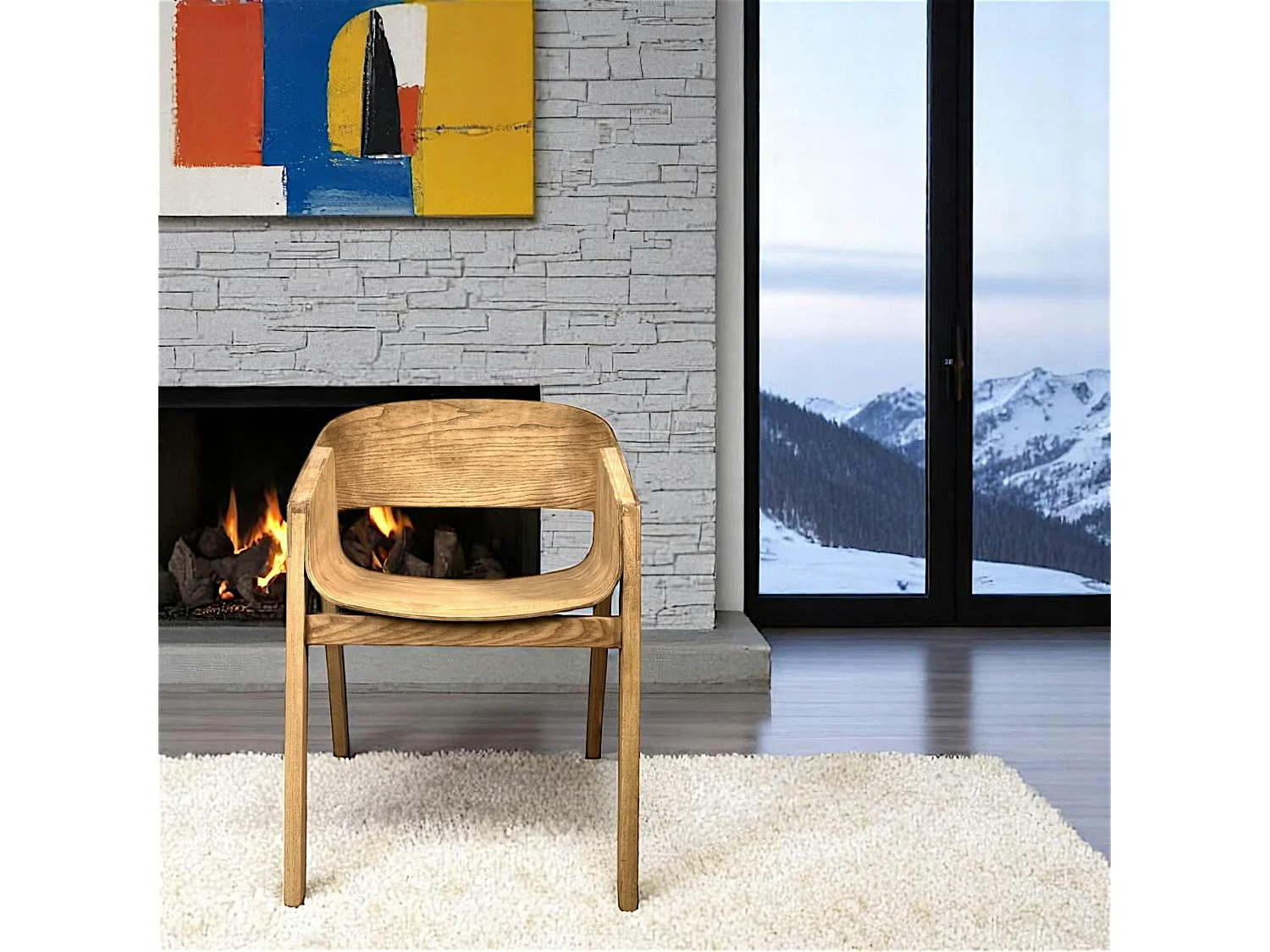 Chaise design en bois dossier large PALERME