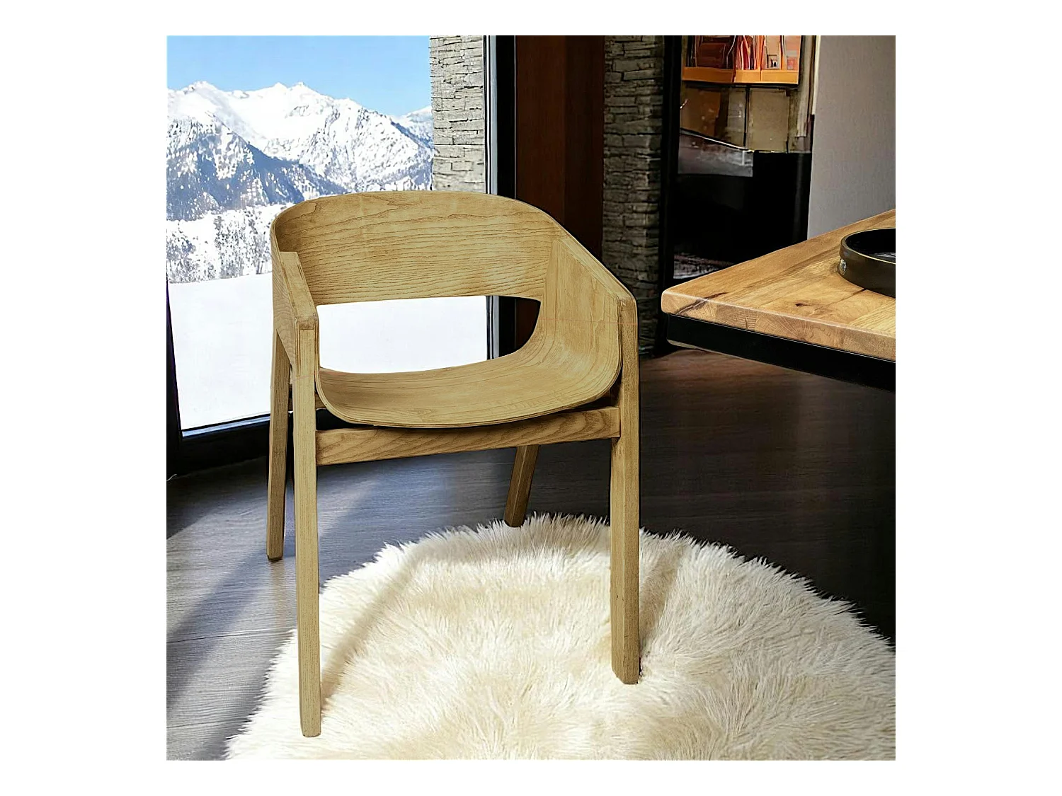 Chaise design en bois dossier large PALERME