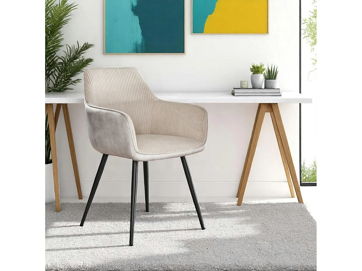 Fauteuil de table blanc gris bi-matière (lot de 2) GALWAY