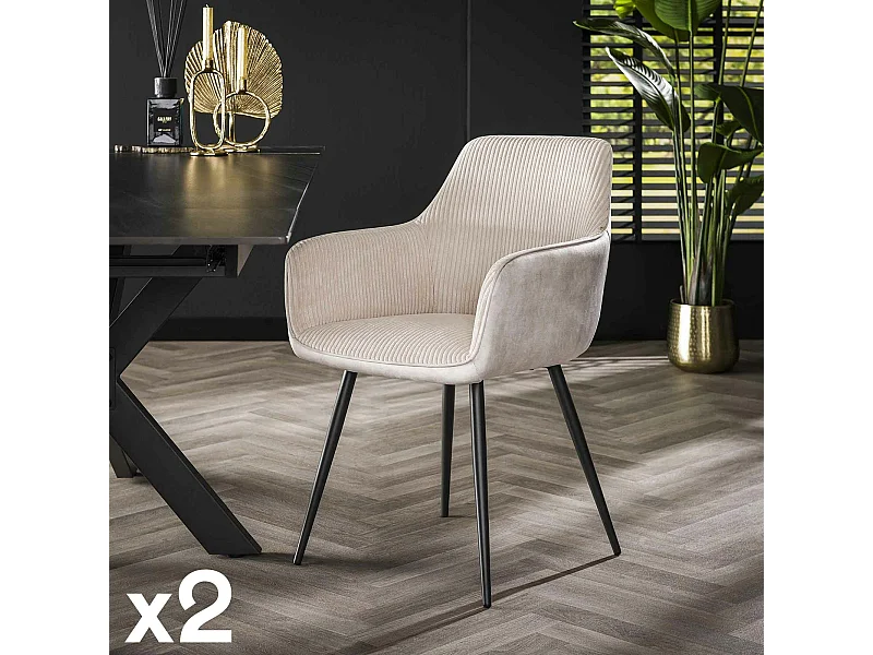 Fauteuil de table blanc gris bi-matière (lot de 2) GALWAY