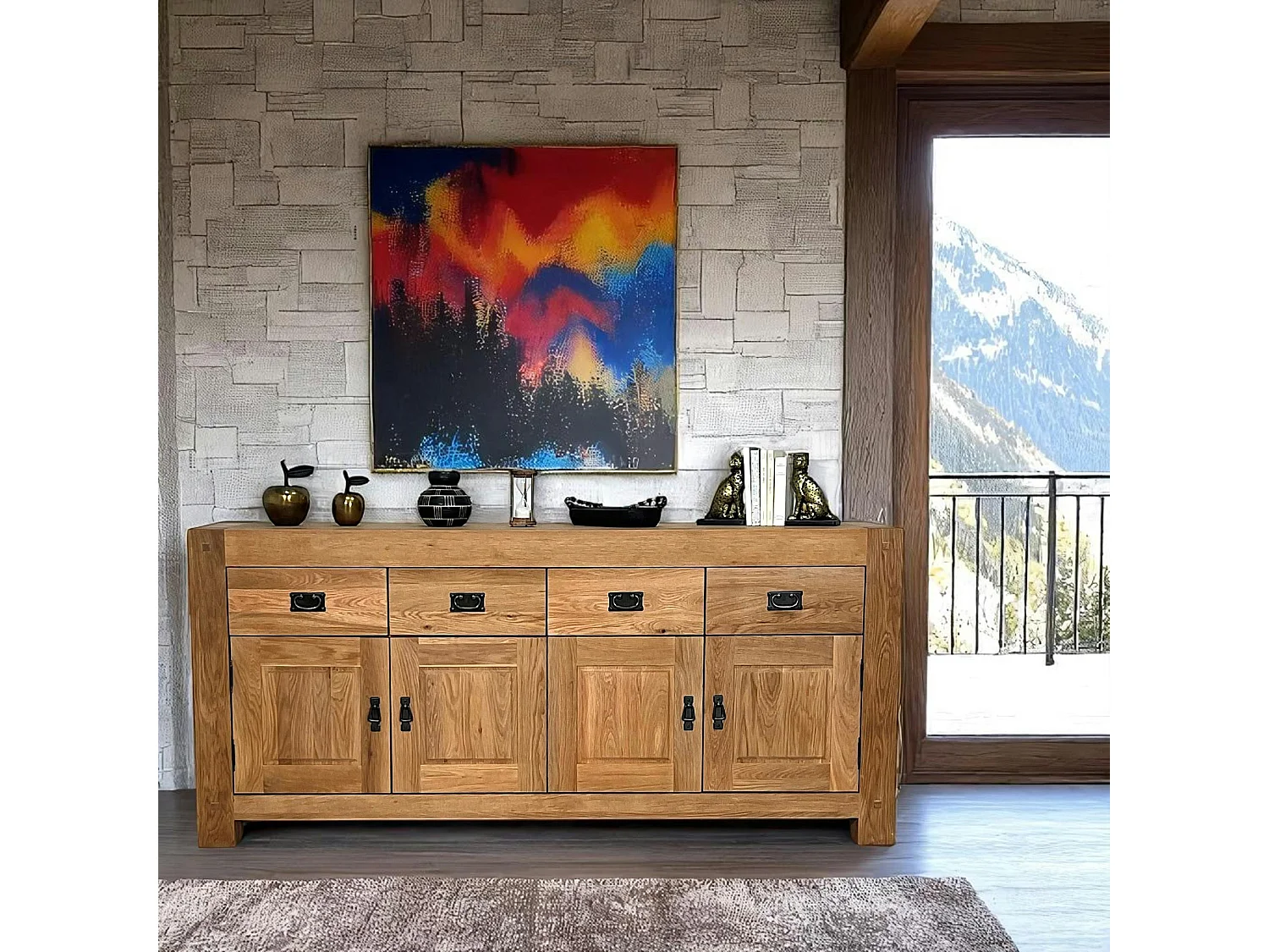 Buffet bahut chêne 4 portes 193cm FJORD