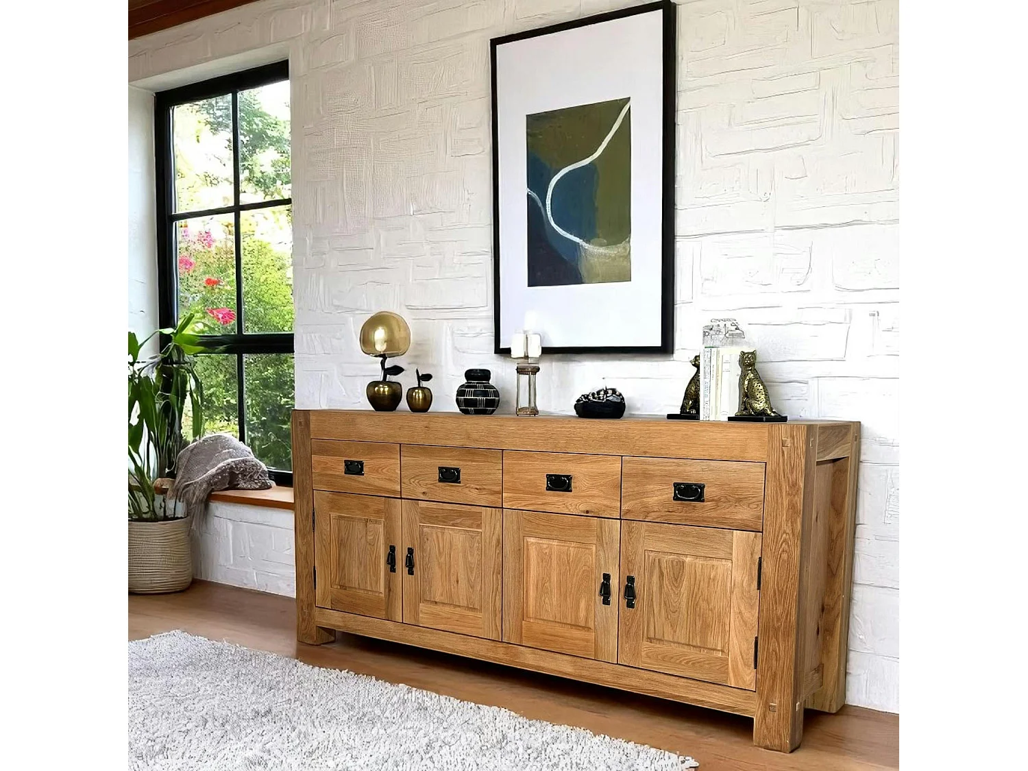 Buffet bahut chêne 4 portes 193cm FJORD