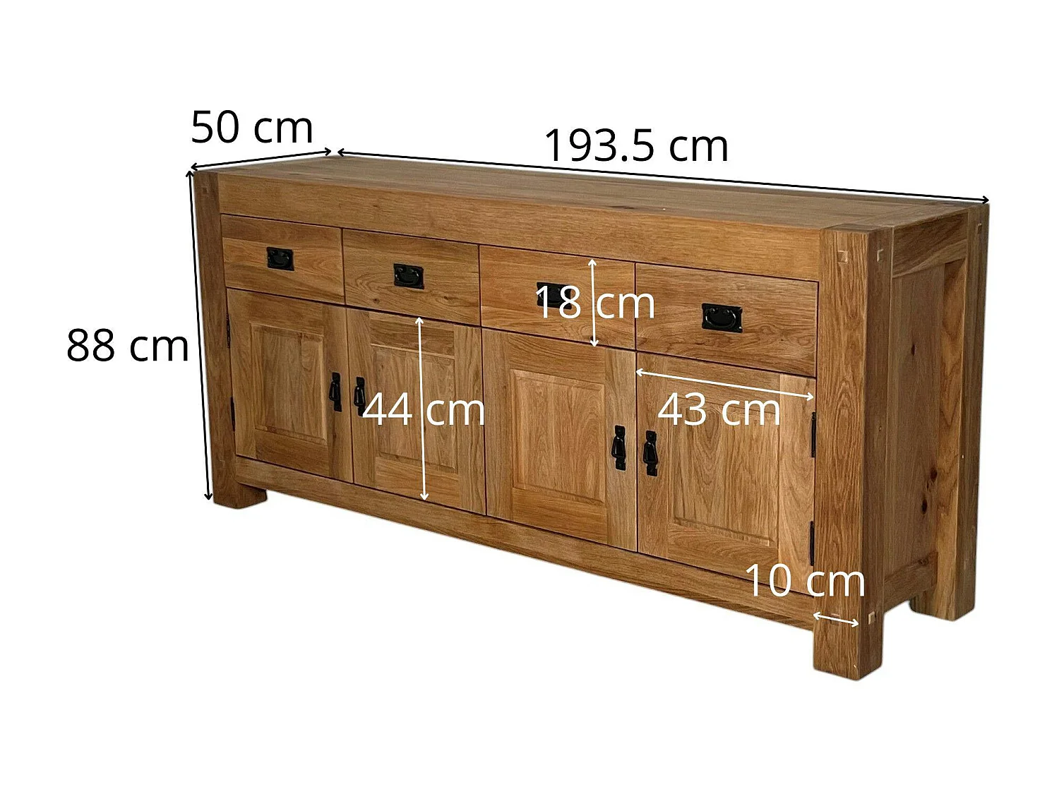 Buffet bahut chêne 4 portes 193cm FJORD