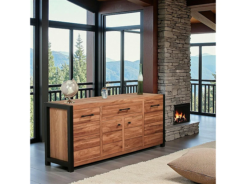 Bahut en chêne huilé 4 portes FERSCOTT 2