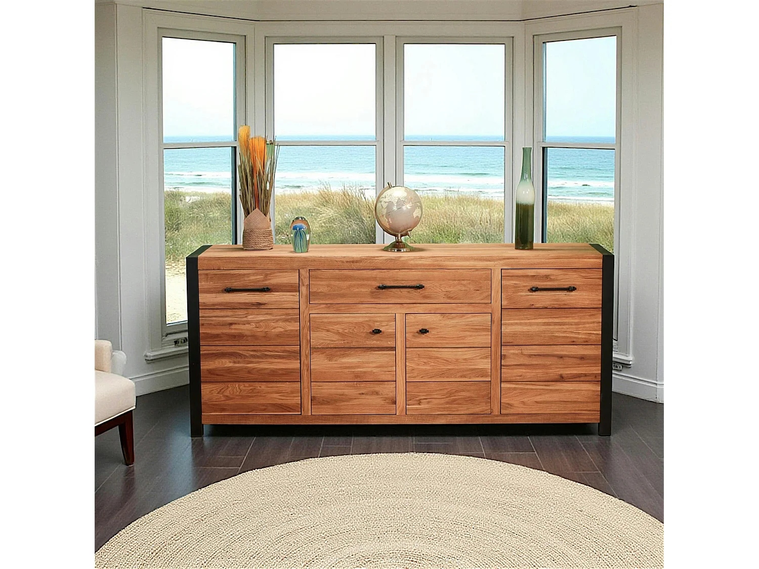 Bahut en chêne huilé 4 portes FERSCOTT 2