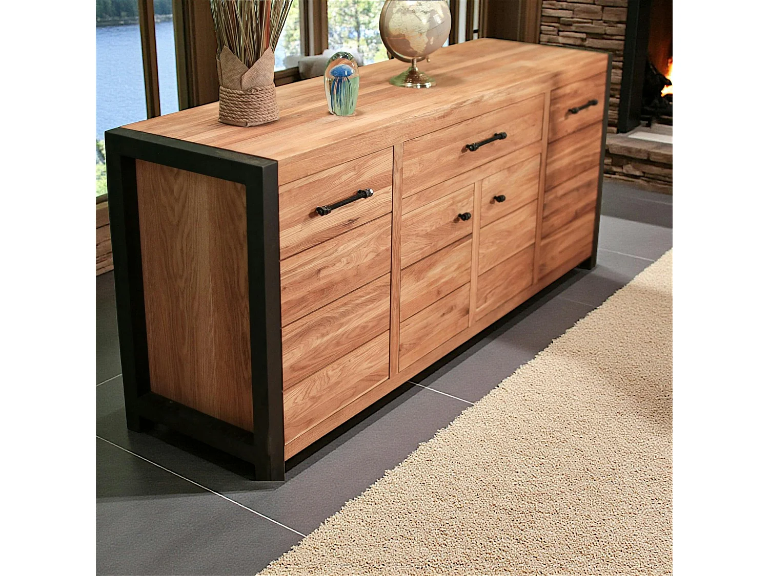 Bahut en chêne huilé 4 portes FERSCOTT 2