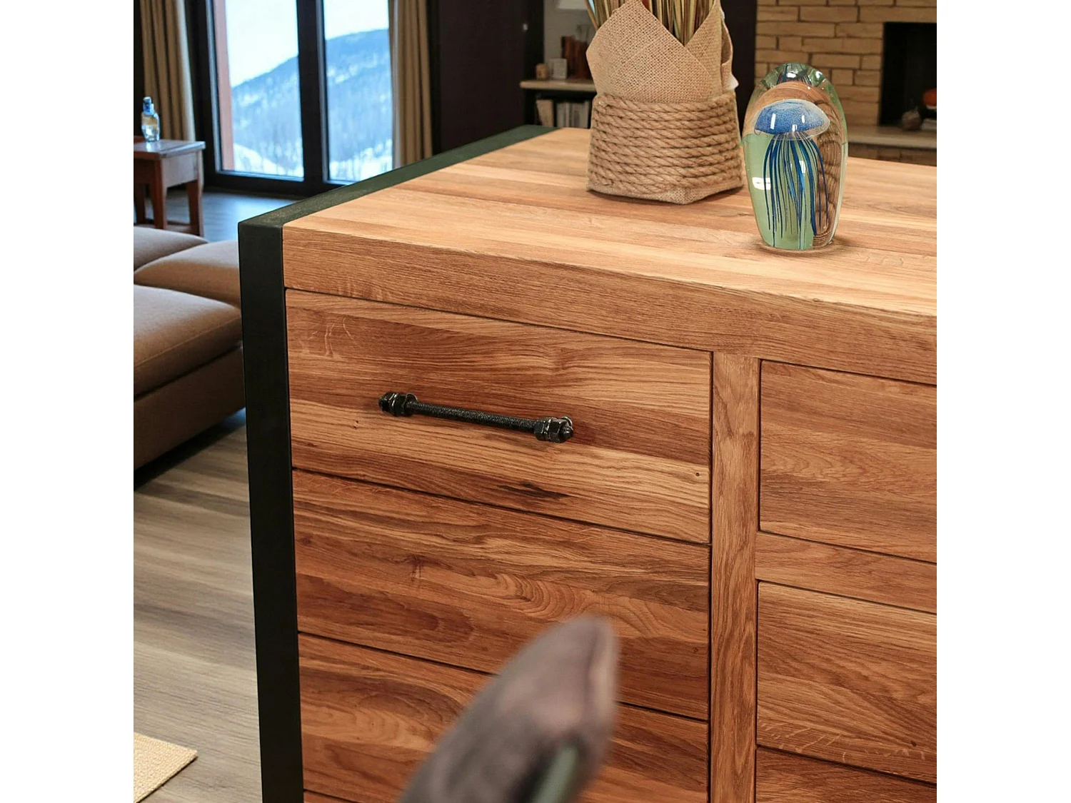 Bahut en chêne huilé 4 portes FERSCOTT 2