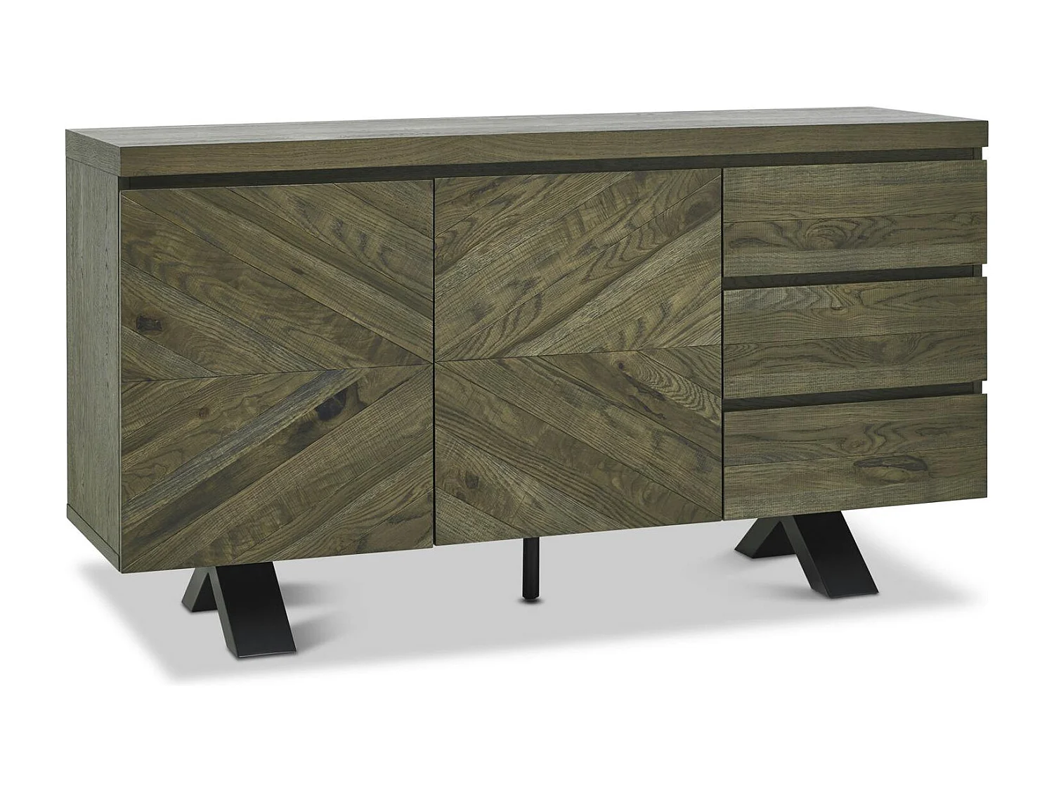 Buffet bas en marqueterie de chêne ARLINGTON