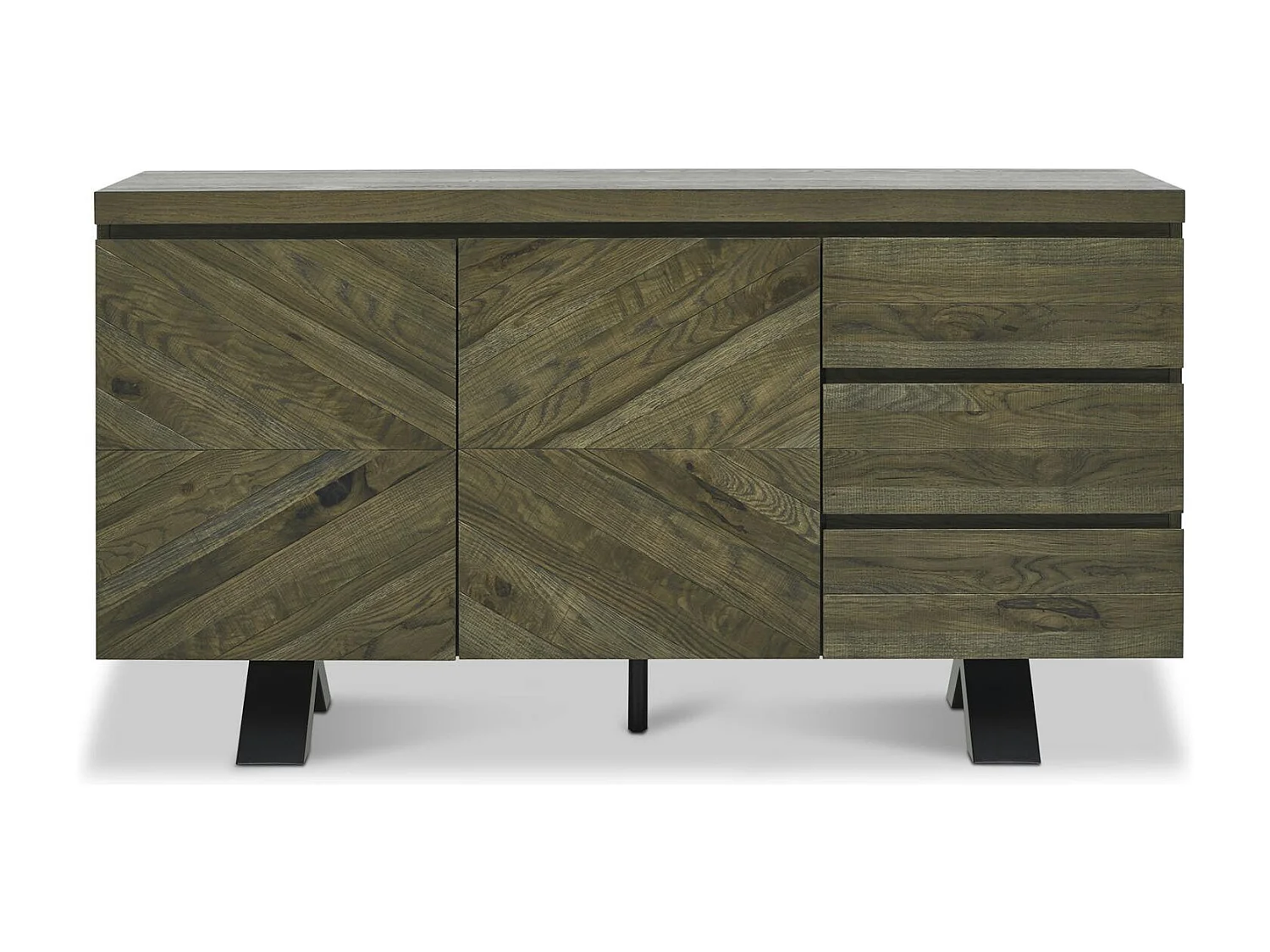 Buffet bas en marqueterie de chêne ARLINGTON