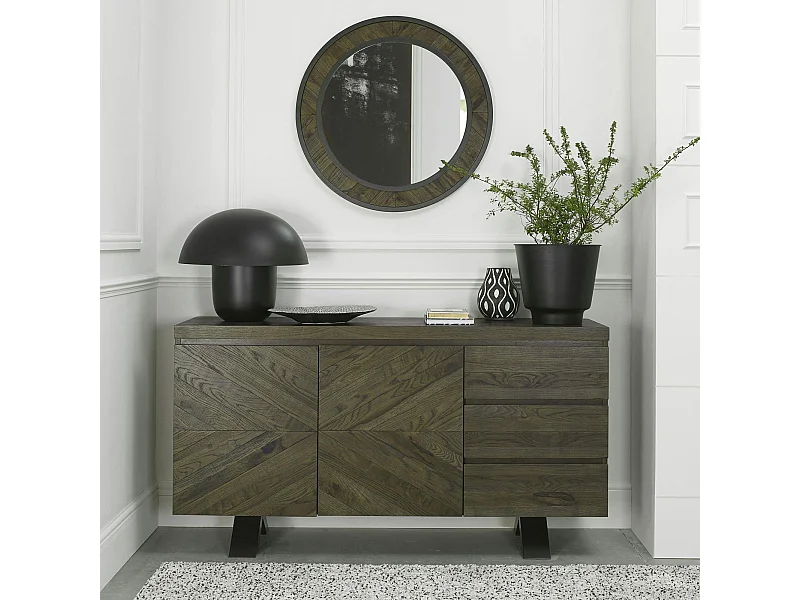 Buffet bas en marqueterie de chêne ARLINGTON