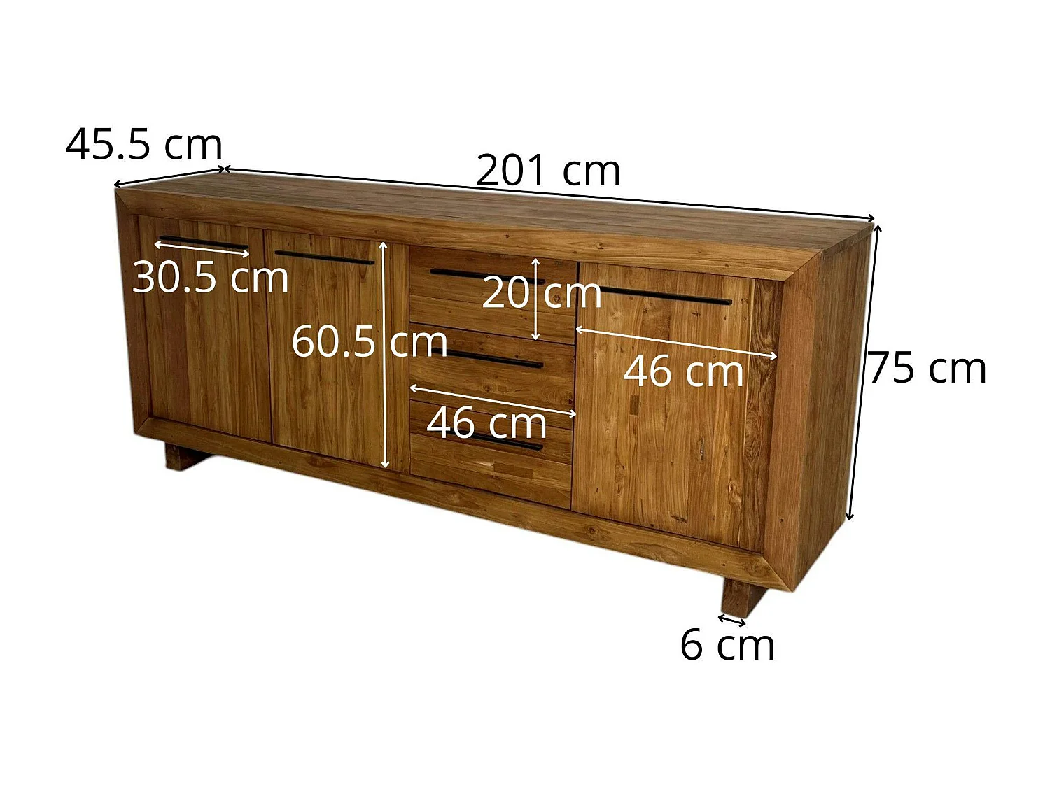 Buffet enfilade en teck recyclé naturel KERALA