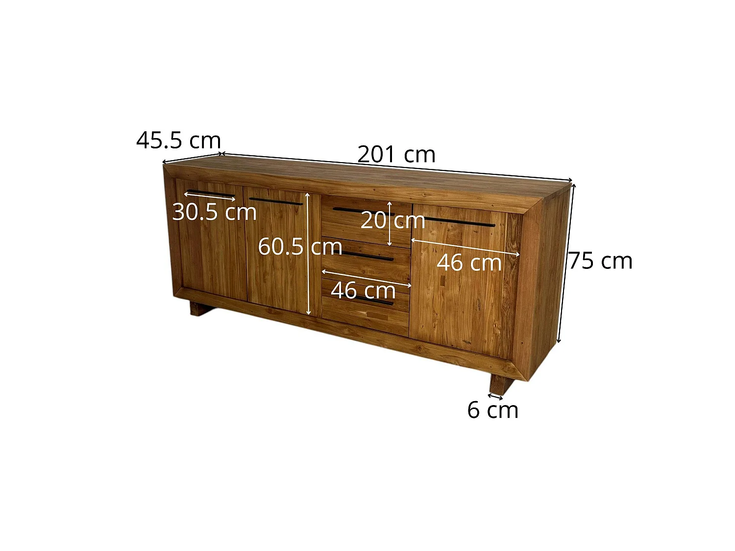 Buffet enfilade en teck recyclé naturel KERALA
