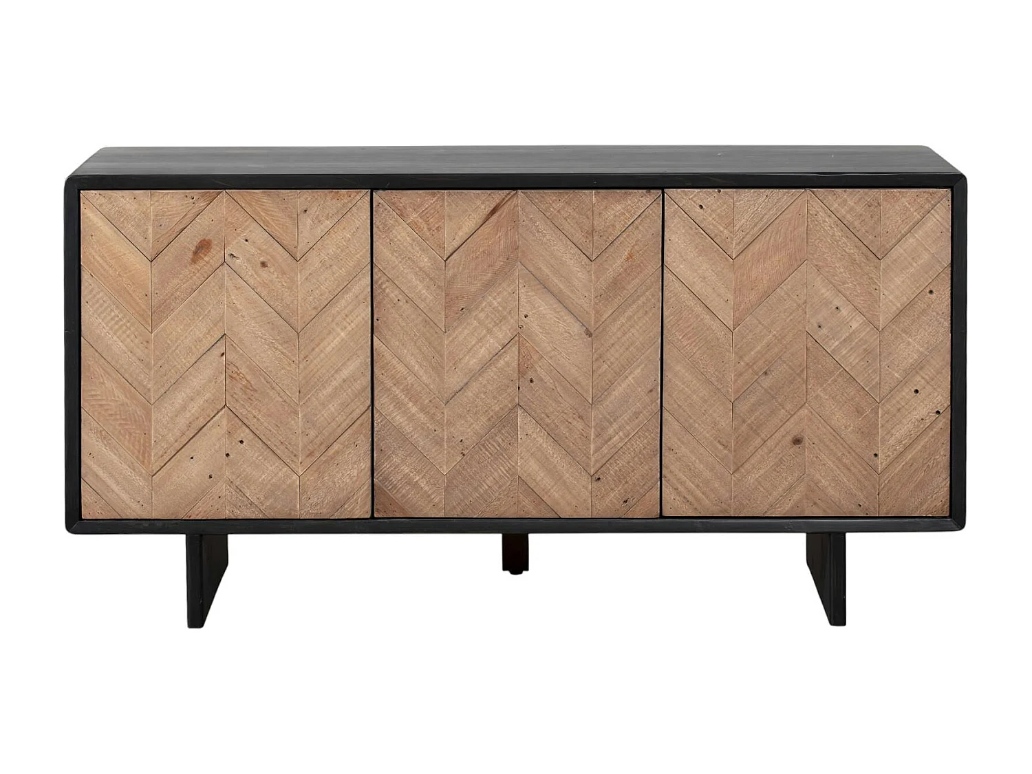 Buffet en bois recyclé FSC 3 portes motif chevron FAGA