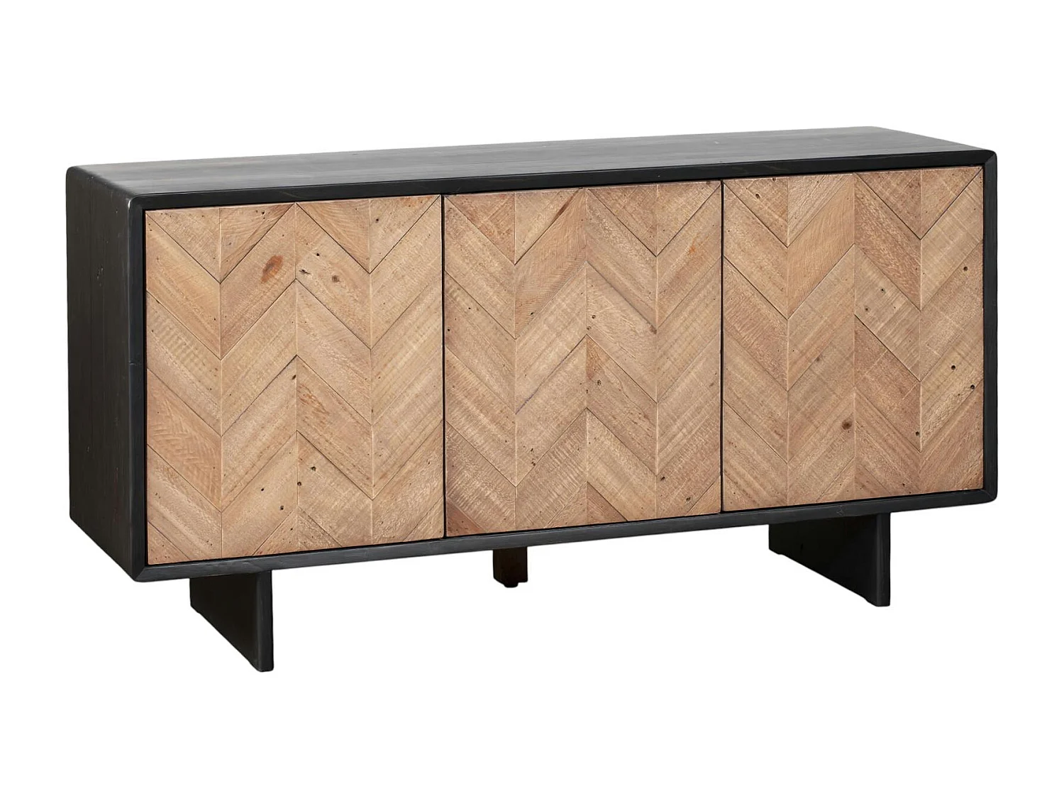 Buffet en bois recyclé FSC 3 portes motif chevron FAGA