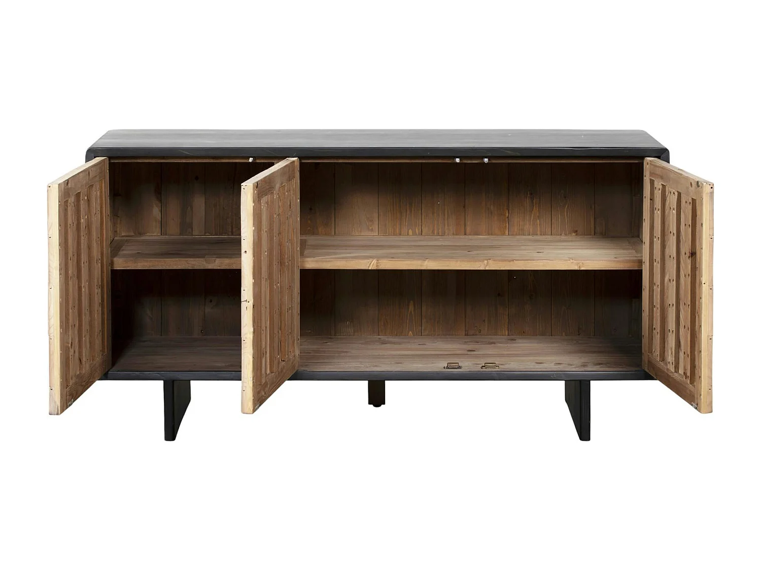 Buffet en bois recyclé FSC 3 portes motif chevron FAGA