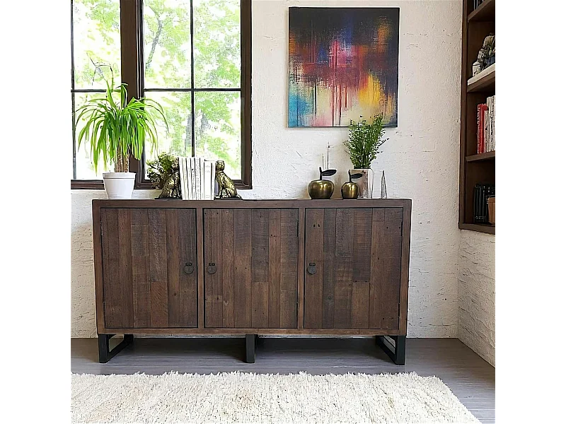 Buffet en bois brun recyclé 3 portes SAMOA