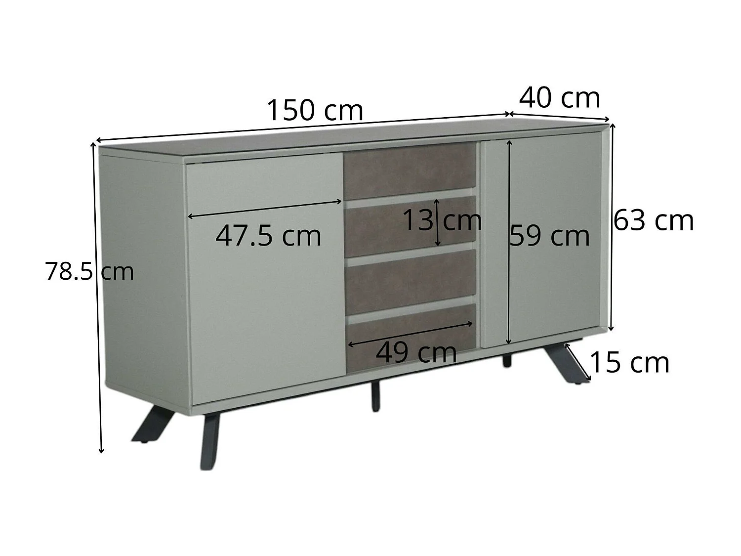 Buffet contemporain en verre gris clair OTTAWA