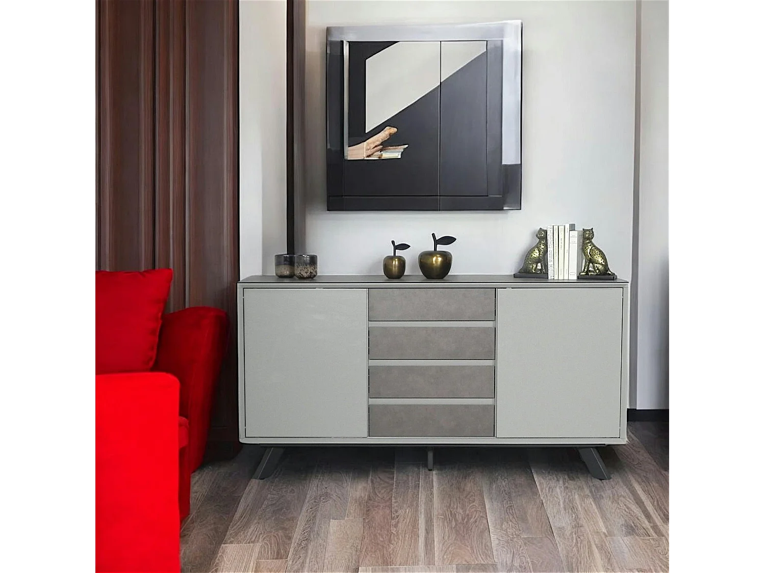 Buffet contemporain en verre gris clair OTTAWA