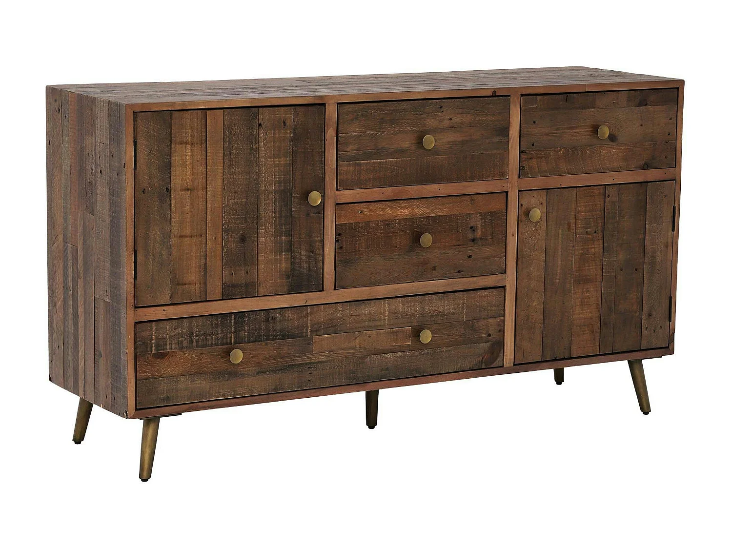 Buffet en bois recyclé piètement effet laiton vieilli ADÉLAÏDE