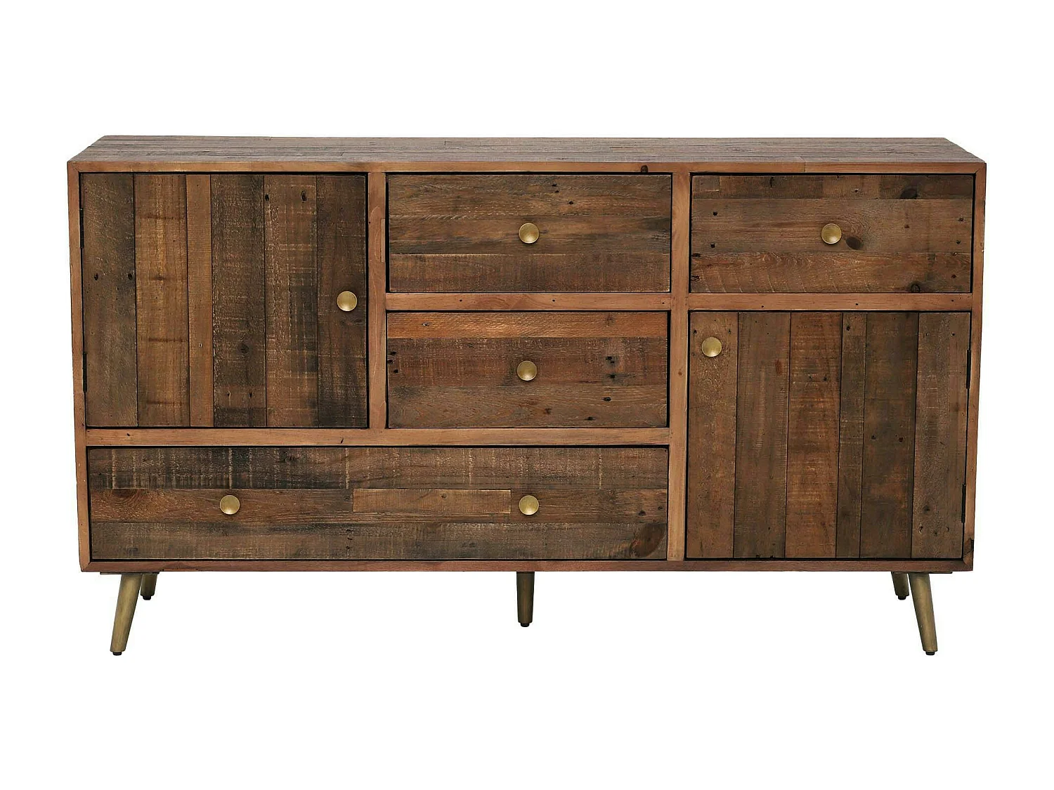 Buffet en bois recyclé piètement effet laiton vieilli ADÉLAÏDE