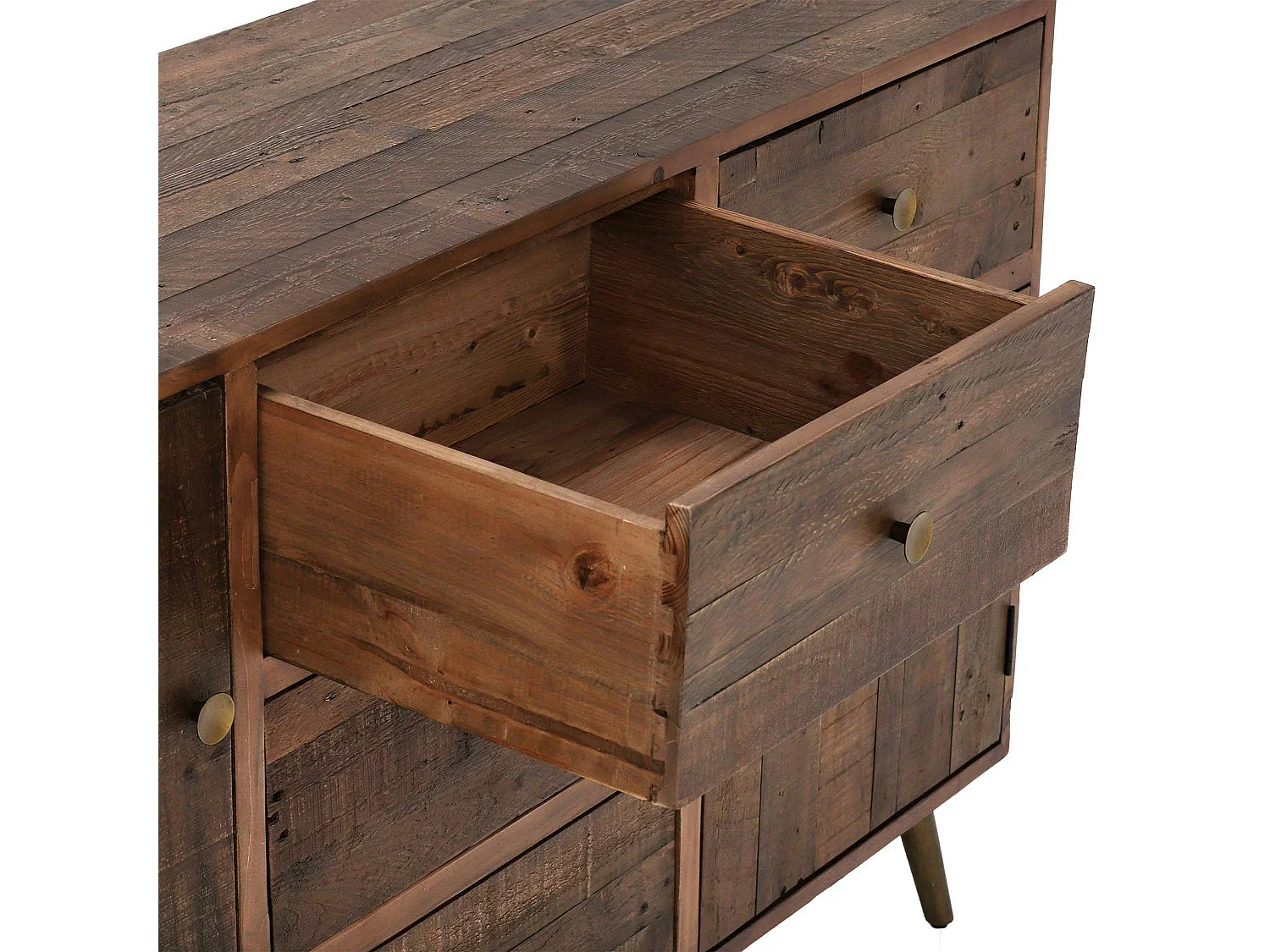 Buffet en bois recyclé piètement effet laiton vieilli ADÉLAÏDE