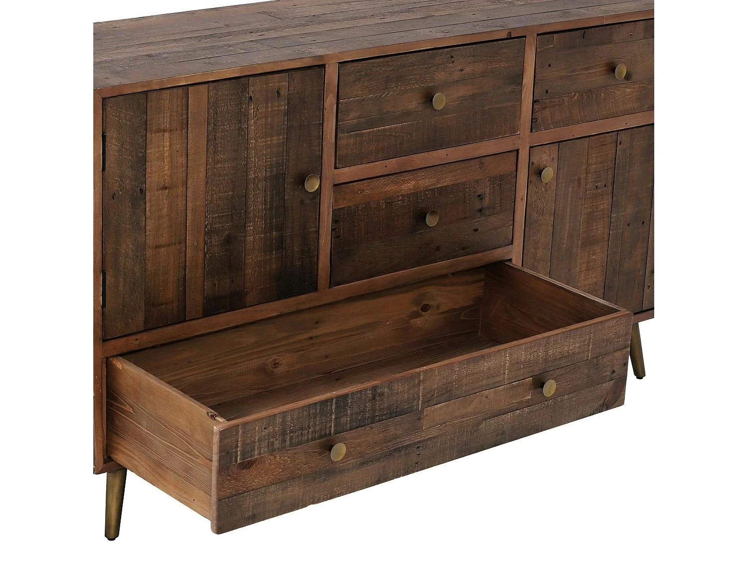 Buffet en bois recyclé piètement effet laiton vieilli ADÉLAÏDE