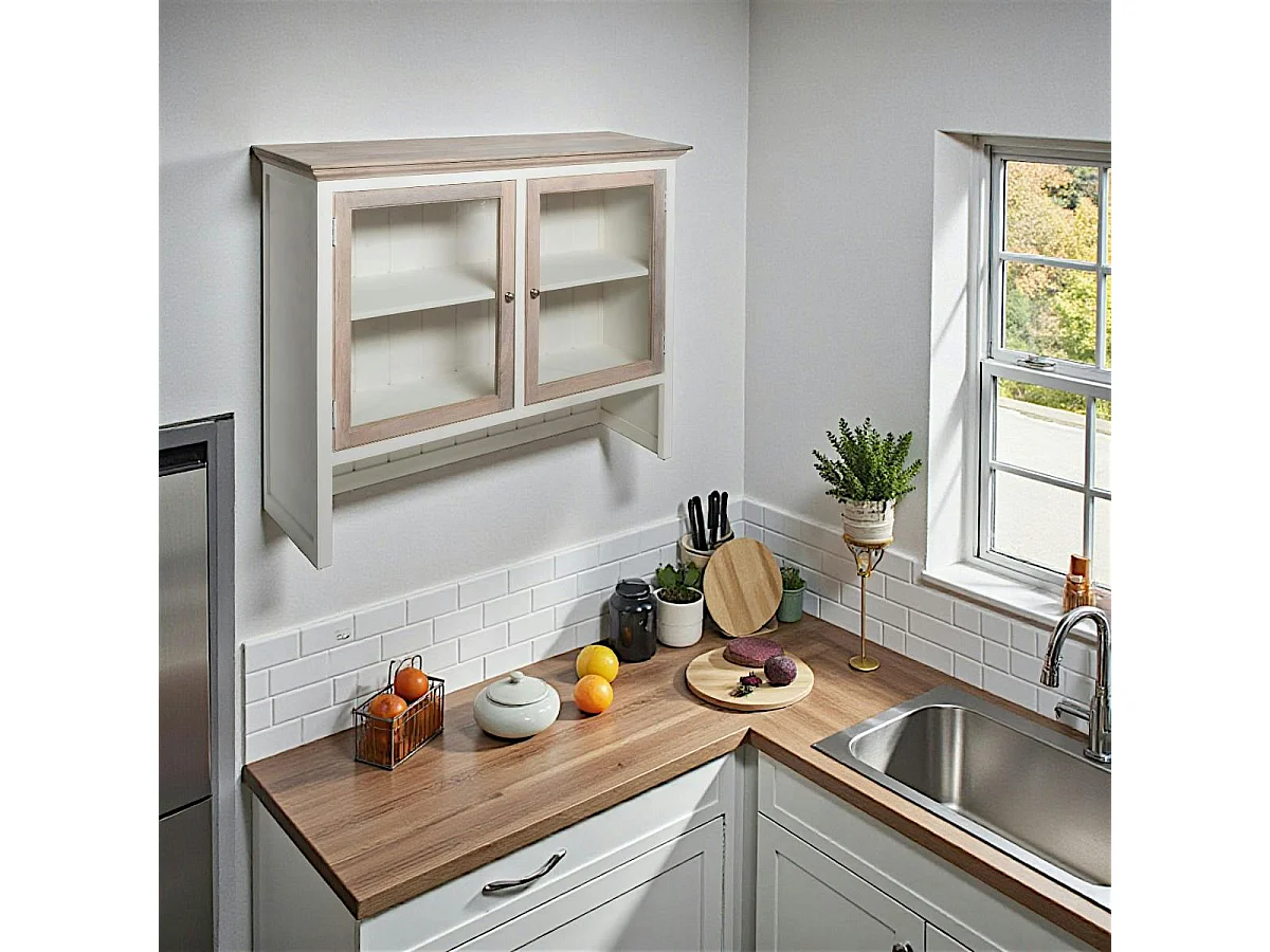 Haut de buffet blanc en bois ALESIA