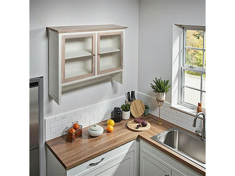 Haut de buffet blanc en bois ALESIA